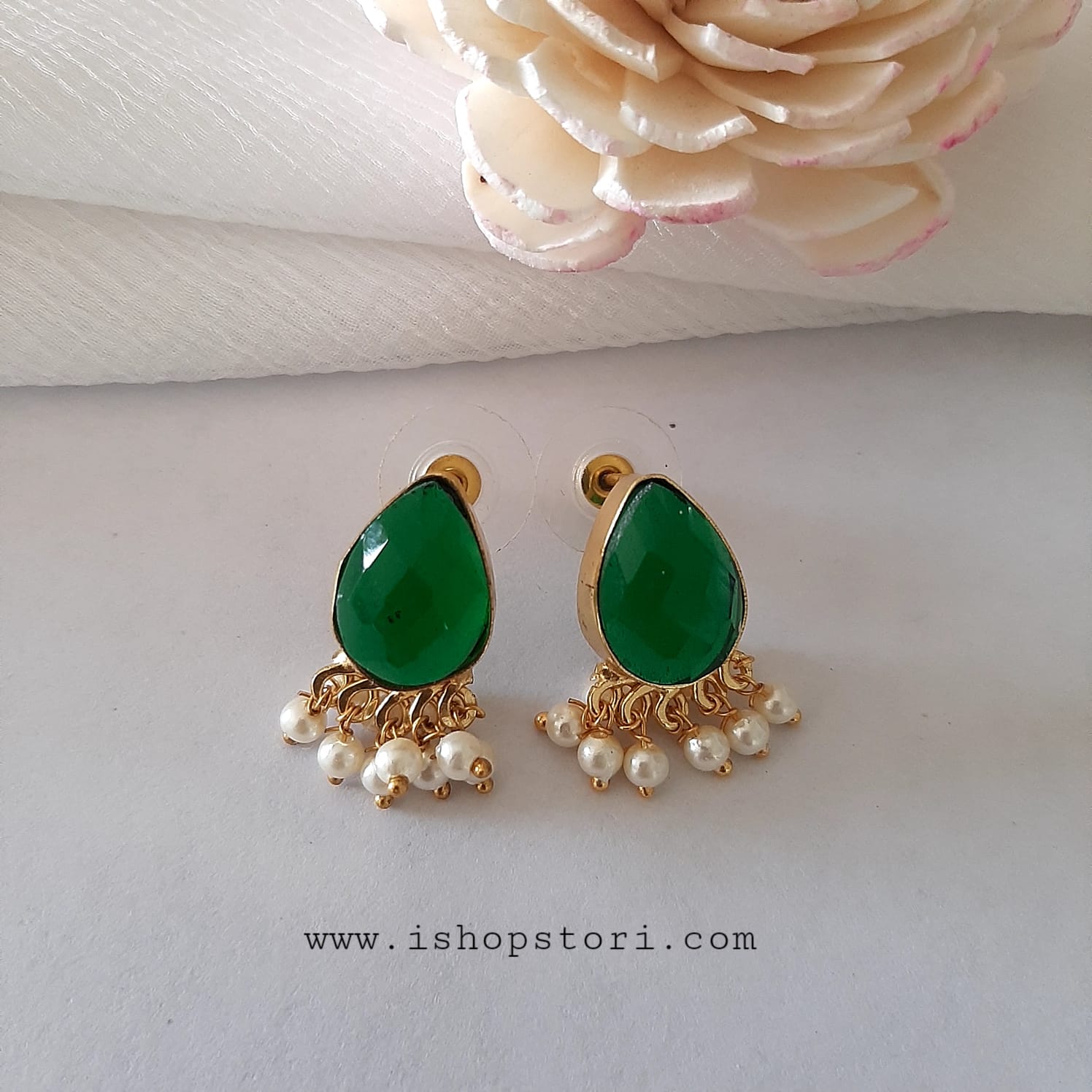 Pihu Tear Drop Single Stone Earrings