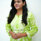 Petals Lime Green Cotton Mulmul Chikankari Kurti