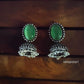 Baani Oval Monalisa Stone Small Jhumkis