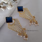 Yuvika Golden Spokes & Stone Statement Earrings