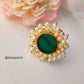 Nandini Pearl Halo Raw Stone Finger Ring
